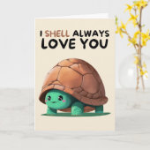 Happy Anniversary Cute Funny Simple Turtle Card Kaart (Gele Bloem)