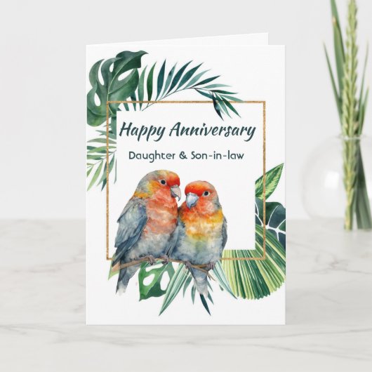 Happy Anniversary Daughter & Son-in-law Parrots Kaart (Voorkant)