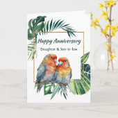 Happy Anniversary Daughter & Son-in-law Parrots Kaart (Gele Bloem)