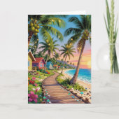 Happy Anniversary Day | Romantic Poem Coastal  Kaart (Voorkant)