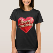 Happy Anniversary Gold Cursive Lettering T-Shirt (Voorkant)