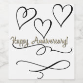 Happy Anniversary Hearts  Wijn Etiket (Enkel label)