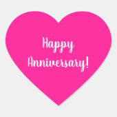 Happy Anniversary Hot Pink White Typography Hart Sticker (Voorkant)