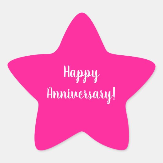 Happy Anniversary Hot Pink White Typography Ster Sticker (Voorkant)