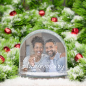 Happy Anniversary Modern Script Personalized Photo Sneeuwbol (Kerstmis)