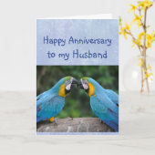 Happy Anniversary Parrot Husband Love Card Kaart (Gele Bloem)