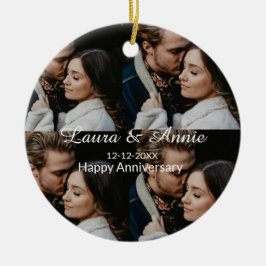 Happy anniversary photo collage name date simple w keramisch ornament
