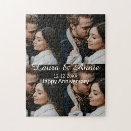Happy anniversary photo collage name date simple w legpuzzel
