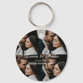 Happy anniversary photo collage name date simple w sleutelhanger