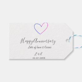 Happy anniversary pink blue heart name date simple cadeaulabel
