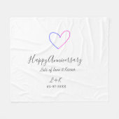 Happy anniversary pink blue heart name date simple fleece deken (Voorkant (Horizontaal))