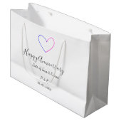 Happy anniversary pink blue heart name date simple groot cadeauzakje (Voorkant Gekanteld)