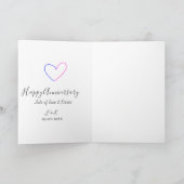 Happy anniversary pink blue heart name date simple kaart (Binnen)