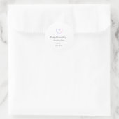 Happy anniversary pink blue heart name date simple ronde sticker (Tas)