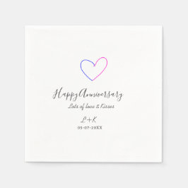 Happy anniversary pink blue heart name date simple servet