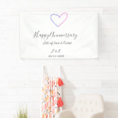 Happy anniversary pink blue heart name date simple spandoek (Insitu)