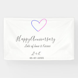 Happy anniversary pink blue heart name date simple spandoek