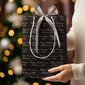 Happy Anniversary Script with Name Black Silver Medium Cadeauzakje