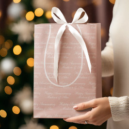 Happy Anniversary Script with Name Dusty Rose Medium Cadeauzakje