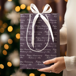 Happy Anniversary Script with Name Plum Medium Cadeauzakje