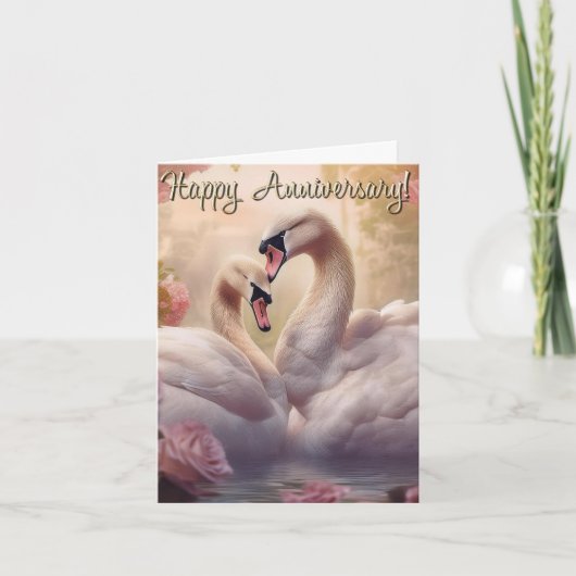 Happy Anniversary Swans Kaart (Voorkant)