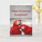 Happy Anniversary Sweetheart Parrot Couple Love Kaart (Gele Bloem)