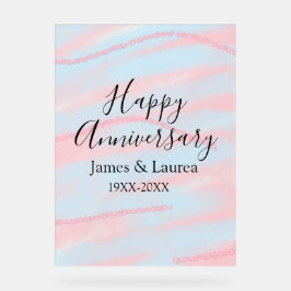 Happy anniversary wedding name date year pastel  acryl bord
