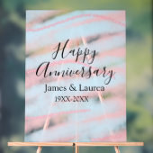 Happy anniversary wedding name date year pastel  acryl bord (Neutraal)
