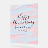 Happy anniversary wedding name date year pastel  acryl bord (Hoek)