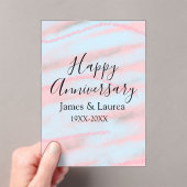 Happy anniversary wedding name date year pastel  acryl uitnodigingen (Insitu (Draagbaar))