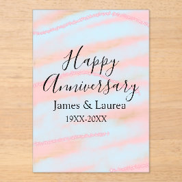 Happy anniversary wedding name date year pastel  acryl uitnodigingen