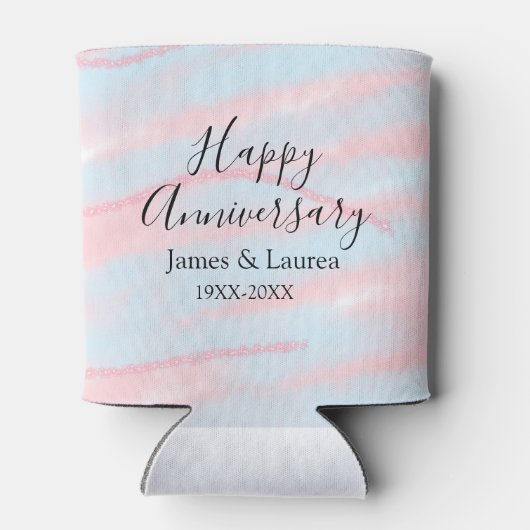 Happy anniversary wedding name date year pastel  blikjeskoeler (Achterkant)