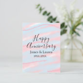 Happy anniversary wedding name date year pastel  briefkaart (Staand voorkant)