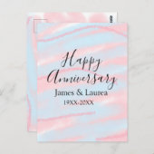 Happy anniversary wedding name date year pastel  briefkaart (Voorkant / Achterkant)