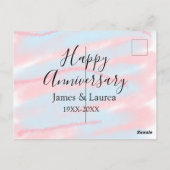 Happy anniversary wedding name date year pastel  briefkaart (Achterkant)