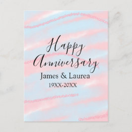 Happy anniversary wedding name date year pastel  briefkaart