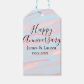 Happy anniversary wedding name date year pastel cadeaulabel (Voorkant)