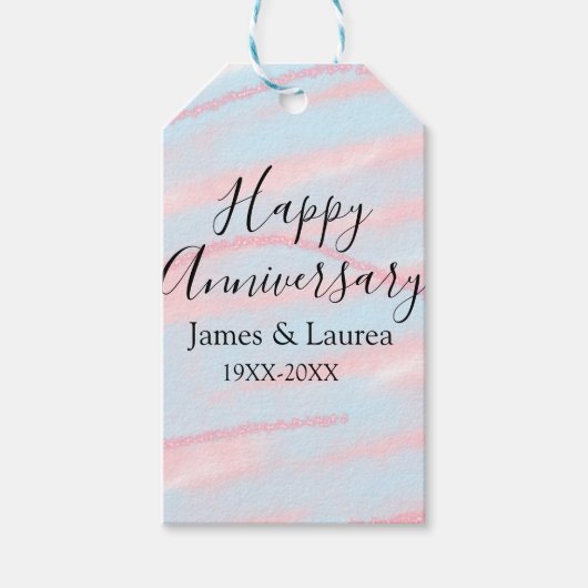 Happy anniversary wedding name date year pastel  cadeaulabel (Voorkant)