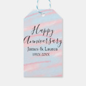Happy anniversary wedding name date year pastel  cadeaulabel (Achterkant)
