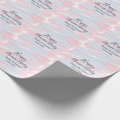 Happy anniversary wedding name date year pastel  cadeaupapier (Hoek)