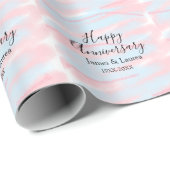 Happy anniversary wedding name date year pastel  cadeaupapier (Rol Hoek)