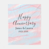 Happy anniversary wedding name date year pastel  fleece deken (Voorkant)