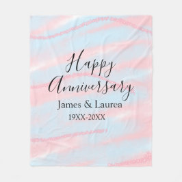 Happy anniversary wedding name date year pastel  fleece deken