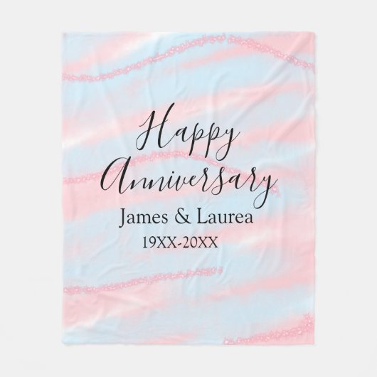 Happy anniversary wedding name date year pastel fleece deken (Voorkant)