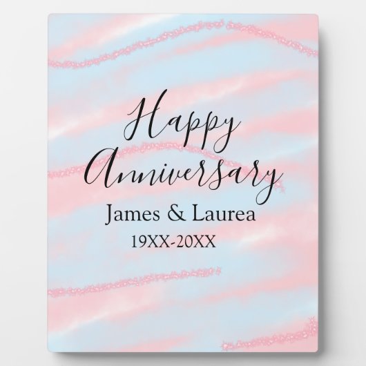 Happy anniversary wedding name date year pastel  fotoplaat (Voorkant)