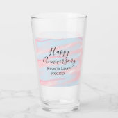 Happy anniversary wedding name date year pastel  glas (Achterkant)