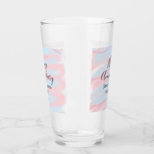 Happy anniversary wedding name date year pastel  glas (Links)