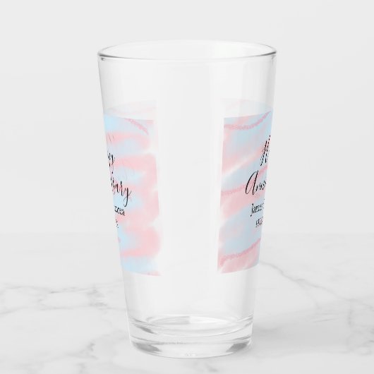 Happy anniversary wedding name date year pastel  glas (Rechts)