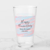 Happy anniversary wedding name date year pastel  glas (Voorkant)