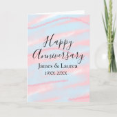 Happy anniversary wedding name date year pastel  kaart (Voorkant)